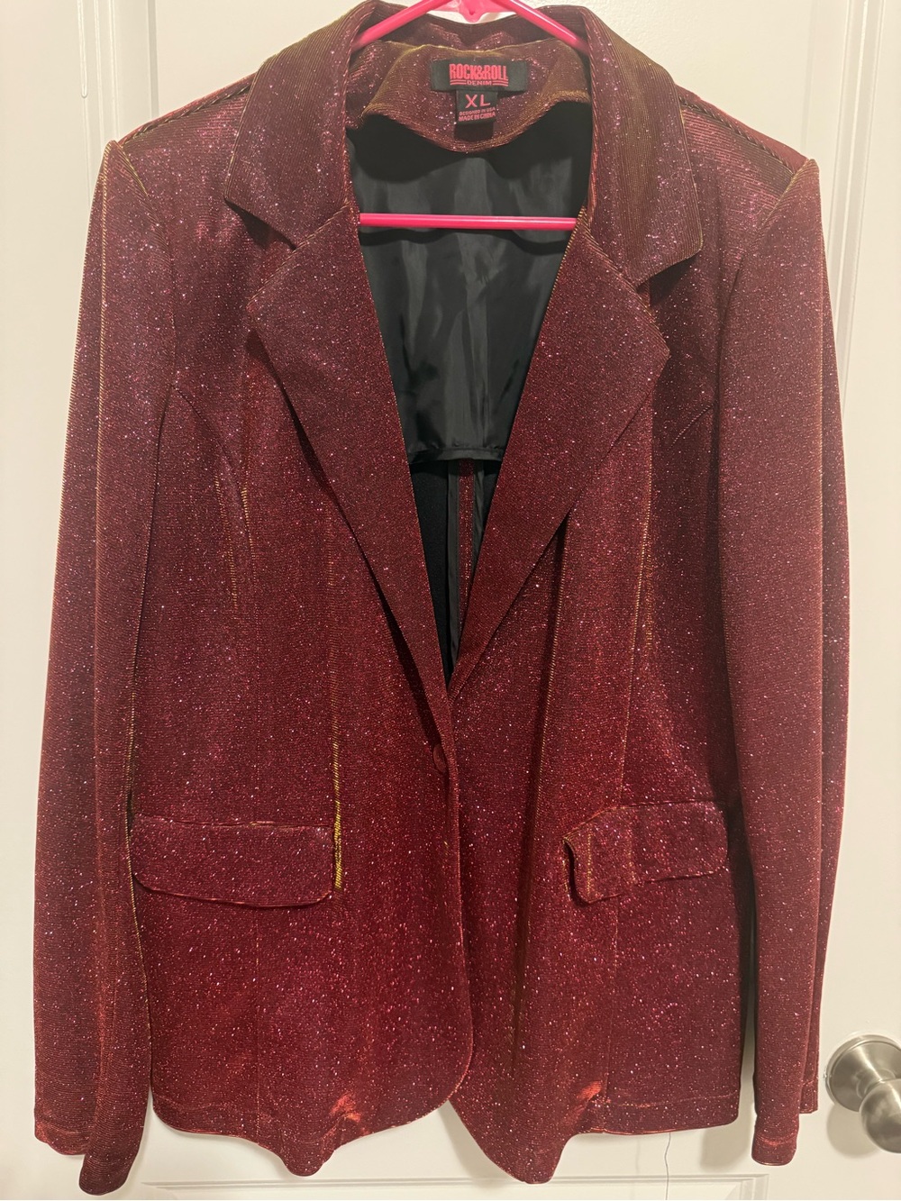 Rock & Roll Cowgirl Burgundy Sparkle Blazer Jacket